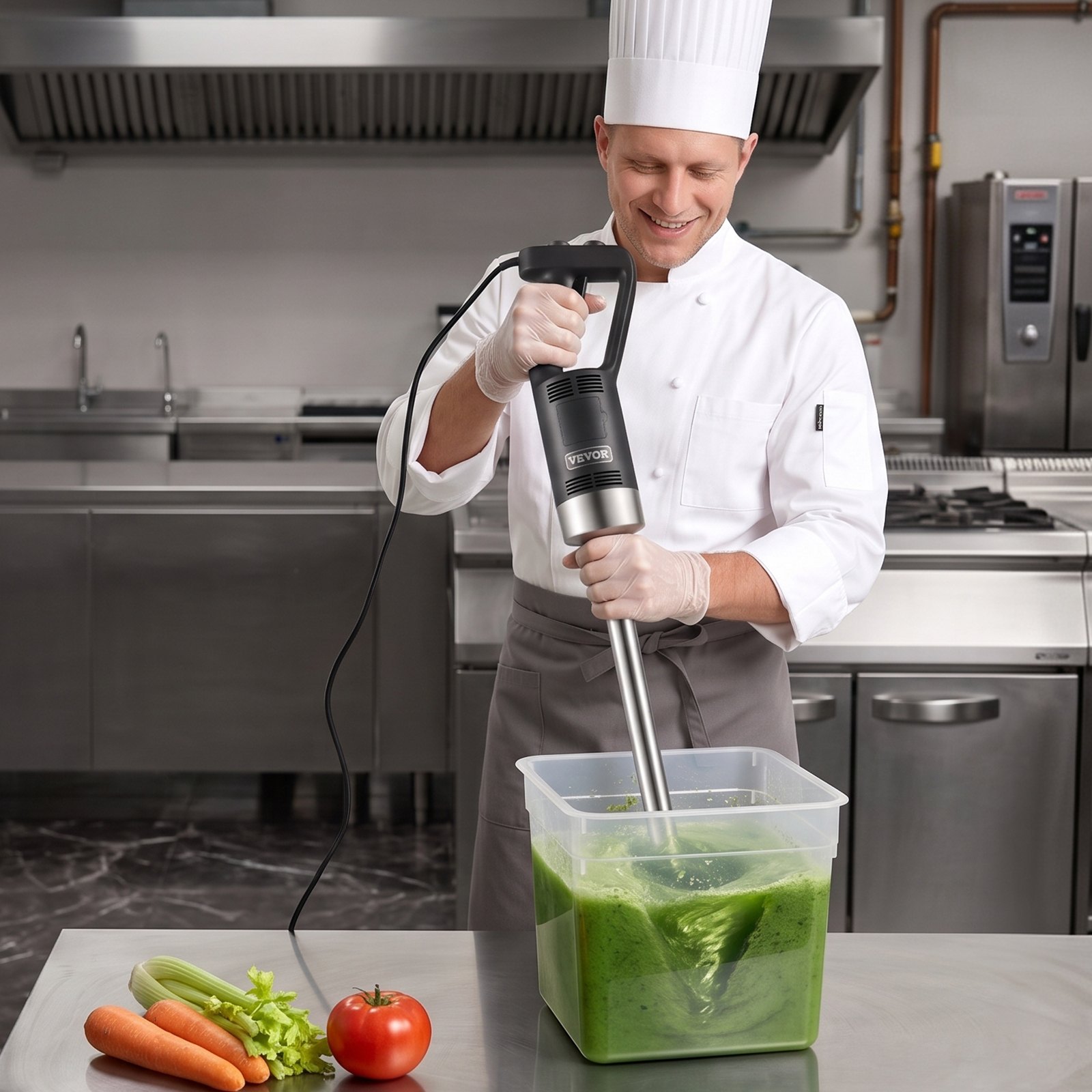 VEVOR Electric Hand Blender, 750W, High-Performance Blending Wand, Adjustable Speeds, Stainless Steel, Multi-Purpose Hand Blender, 855mm Detachable Stirring Rod, Includes Wall Hook & Replacement Blade Head