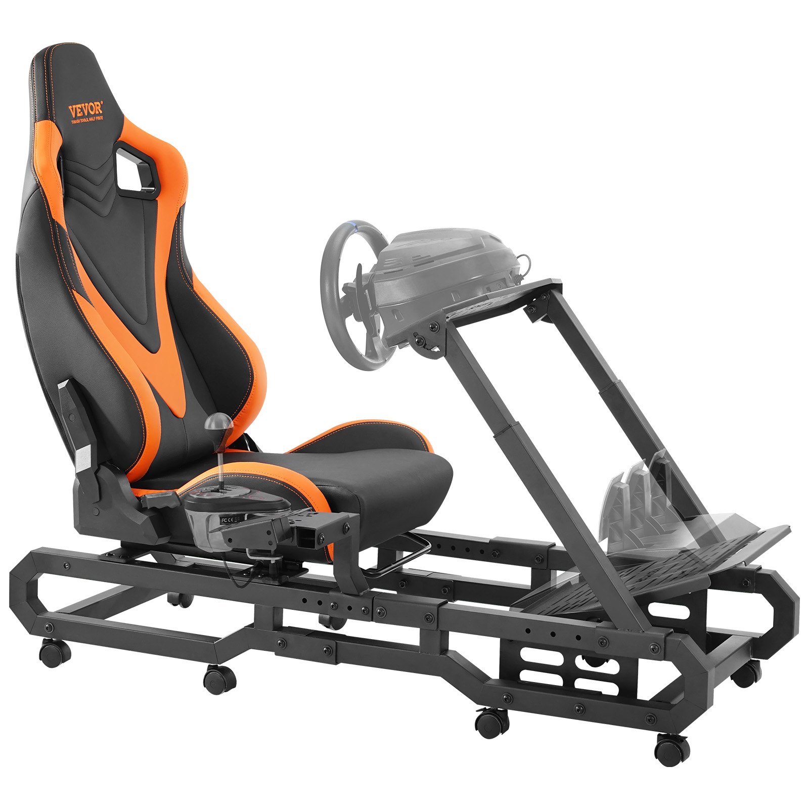 VEVOR Racing Wheel Stand z kołami do Logitech G923/G920/G29, solidny stalowy kokpit symulatora jazdy - Thrustmaster T248P, regulowany uchwyt kierownicy i pedał nożny, maksymalne obciążenie 150 kg
