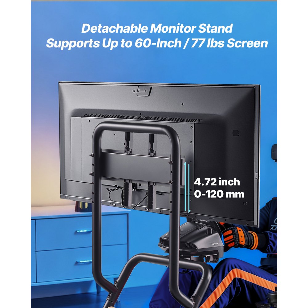 Podstawka pod kierownicę VEVOR, podstawka pod kierownicę wyścigową, kokpit symulatora z podstawką pod monitor, do pedałów Logitech G25, G27, G29, G920, G923, Thrustmaster T300RS, TX F458, T500RS, T3PA-PRO (F1/GT) i CSR