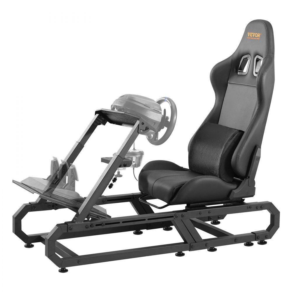 Stojak na kierownicę wyścigową VEVOR do Logitech G923/G920/G29, solidny stalowy kokpit do symulatora jazdy - Thrustmaster T248P, regulowana wysokość mocowania kierownicy i kąt pedału, maks. obciążenie 150 kg, kompaktowy