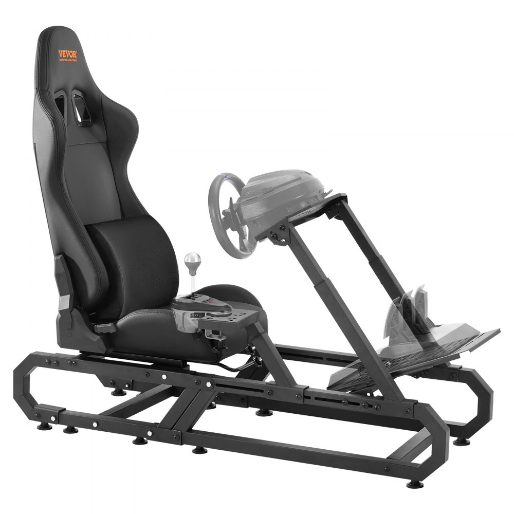 Stojak na kierownicę wyścigową VEVOR do Logitech G923/G920/G29, solidny stalowy kokpit do symulatora jazdy - Thrustmaster T248P, regulowana wysokość mocowania kierownicy i kąt pedału, maks. obciążenie 150 kg, kompaktowy