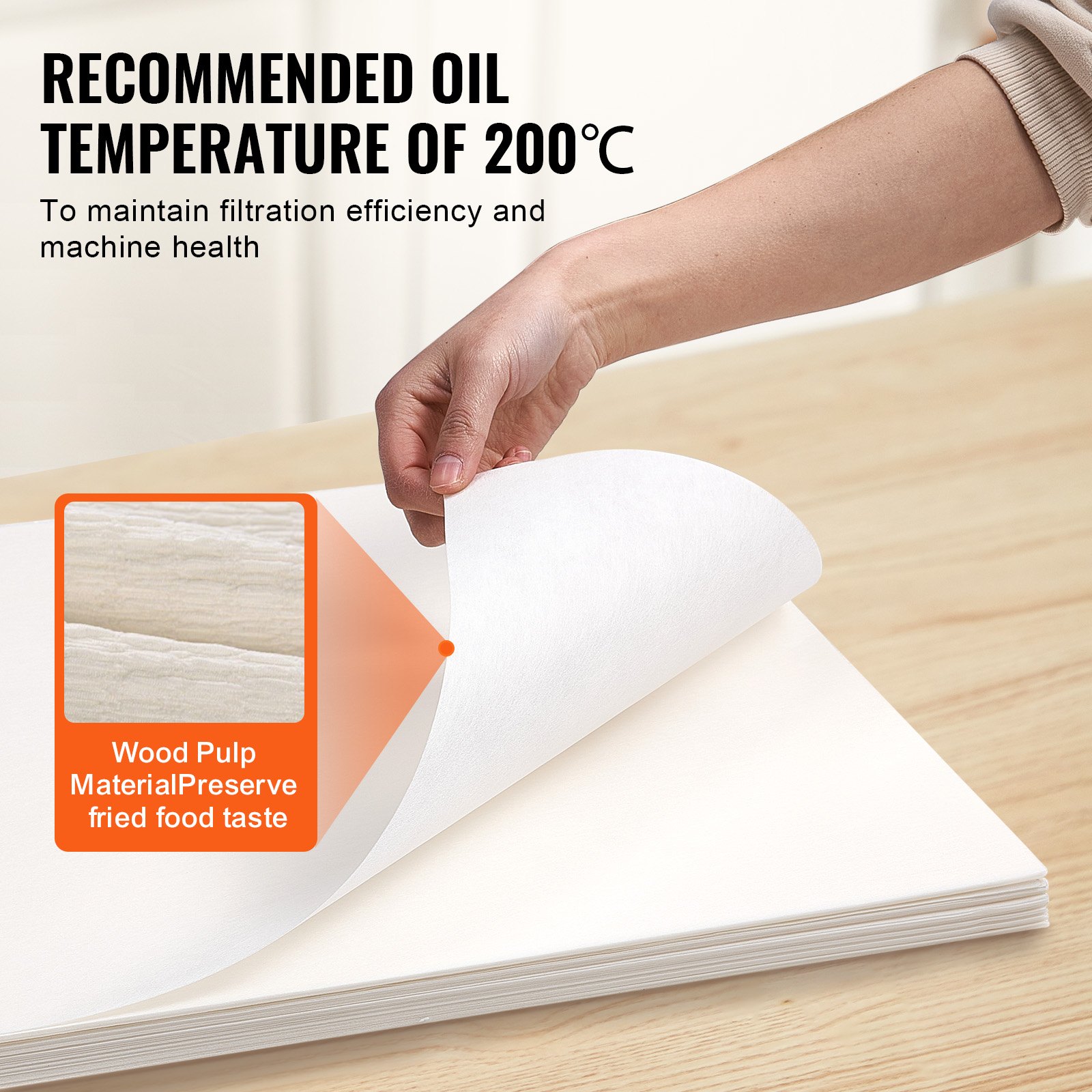 VEVOR Deep Fryer Filter Paper, 100 Sheets, 49 x 41 cm, Replacement Deep Fryer Filter Sheets for 18 L / 38 L Commercial Mobile Deep Fryer Filter Machine, for Restaurants, Fast Food, Carnival Venues