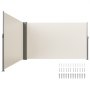 Tarasowa markiza przeciwwiatrowa z roletami rozkładanymi 180 x 600 cm kremowo-biała do użytku prywatnego lub komercyjnego