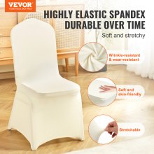 Pokrowce na krzesła składane VEVOR wykonane z elastycznego spandexu, uniwersalny pokrowiec na krzesło, zdejmowane i nadające się do prania pokrowce na wesela, przyjęcia, uroczystości, jadalnie (zestaw 100 sztuk, kość słoniowa)