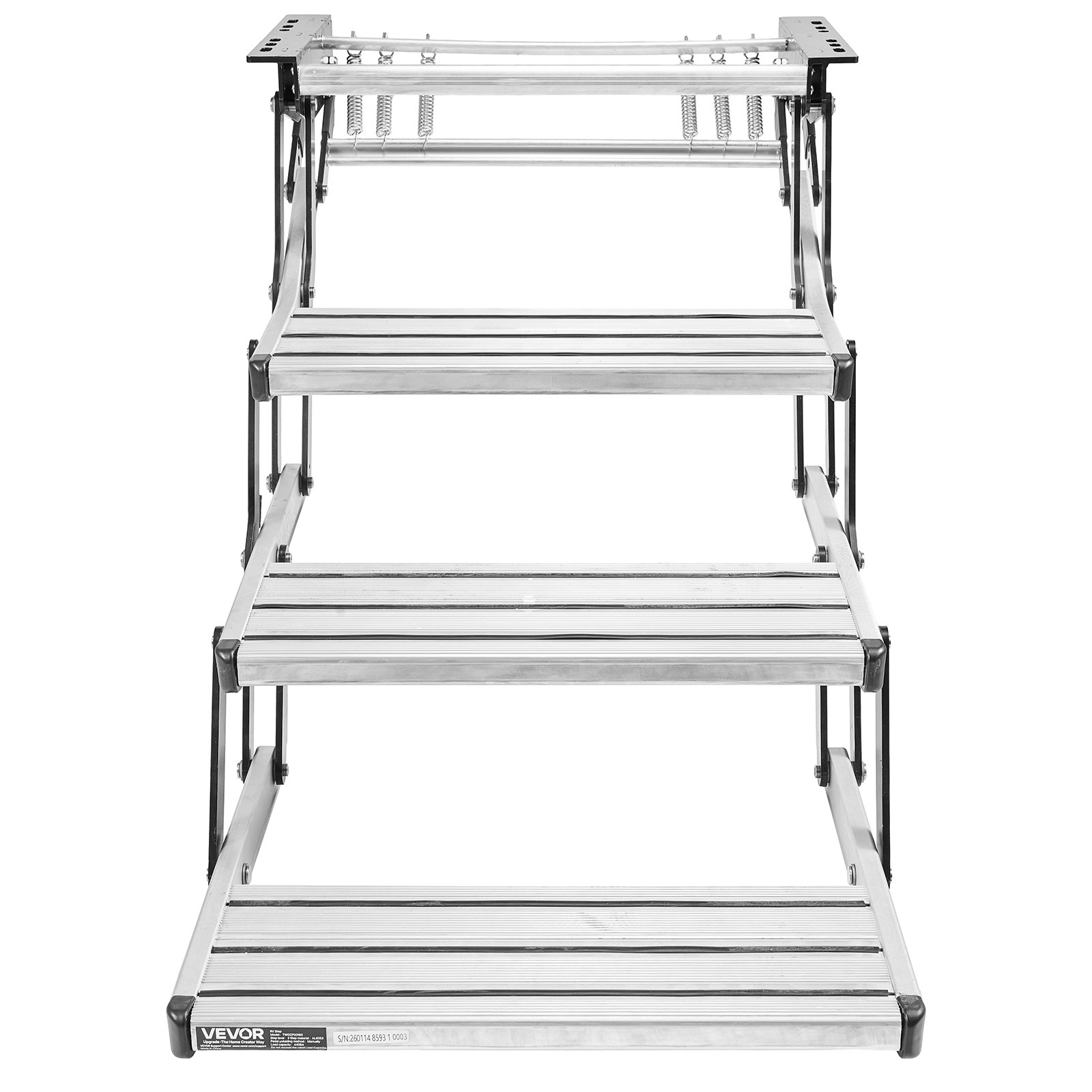 VEVOR Rozkładane stopnie do kampera (3 stopnie), stopnie do kampera o udźwigu 199,58 kg, teleskopowe składane stopnie wejściowe ze stopu aluminium, antypoślizgowa stalowa rama do przyczep kempingowych