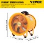 Przemysłowy wentylator wyciągowy VEVOR wentylator osiowy 300mm wentylator osiowy 3900m³/h