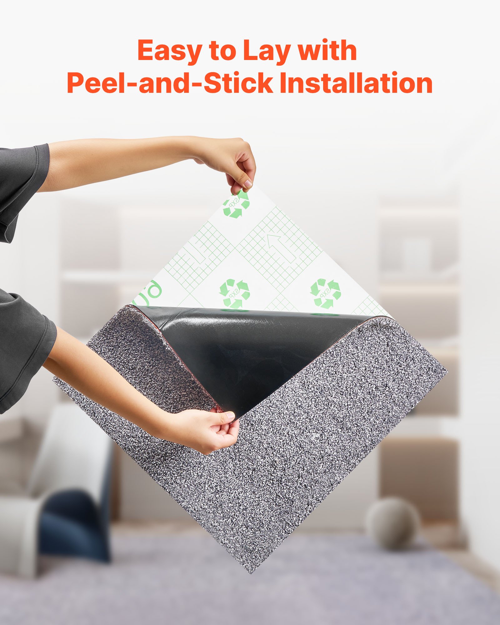 Płytki dywanowe VEVOR 457,2 x 457,2 x 12 mm, opakowanie 10 sztuk, samoprzylepna wykładzina dywanowa 2,0 m², wykładzina dywanowa, łatwa wymiana DIY do salonu i biura, kolor szary