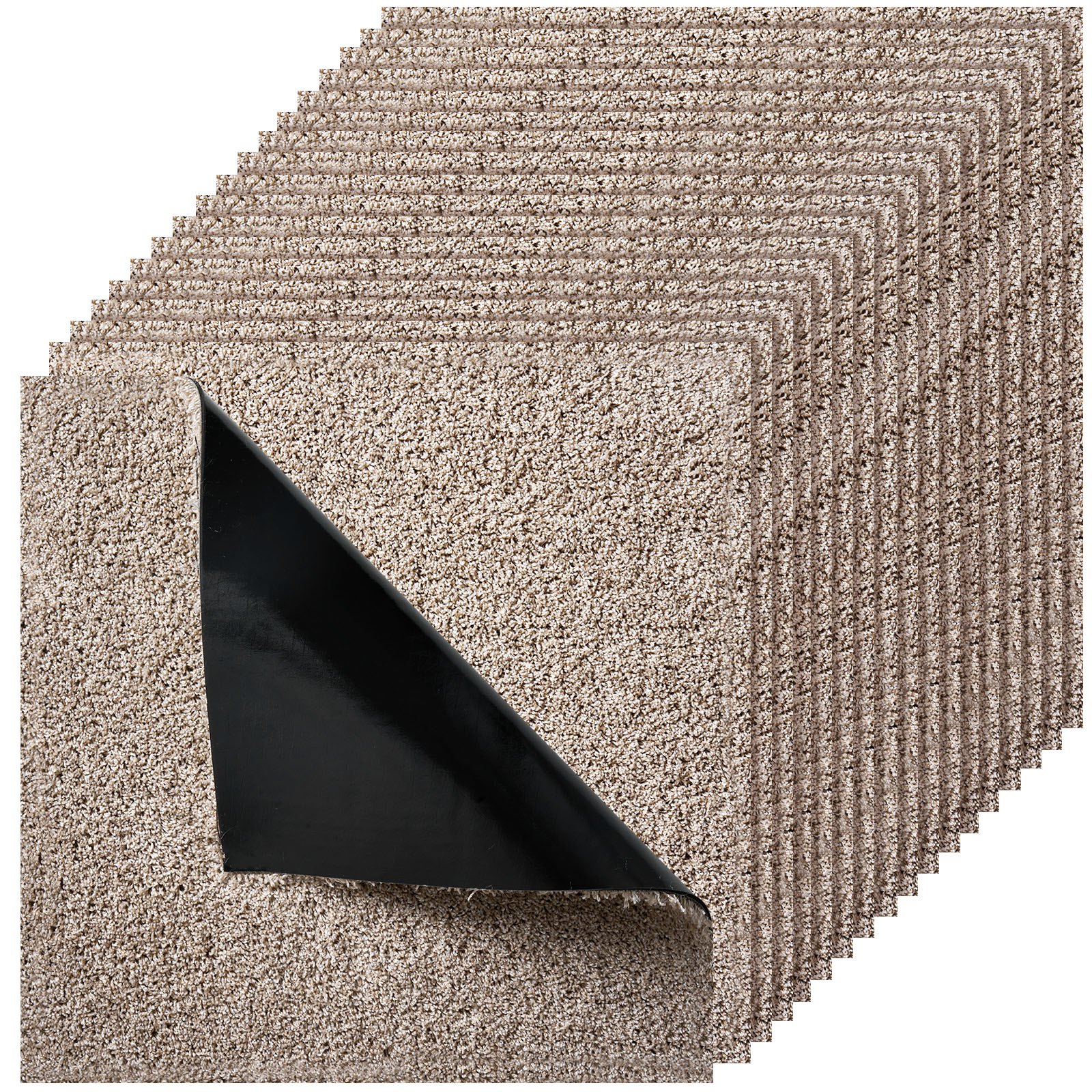 Płytki dywanowe VEVOR 457,2 x 457,2 x 12 mm, opakowanie 10 sztuk, samoprzylepna wykładzina dywanowa 2 m², wykładzina dywanowa, łatwa wymiana DIY do salonu i biura, jasnobrązowy