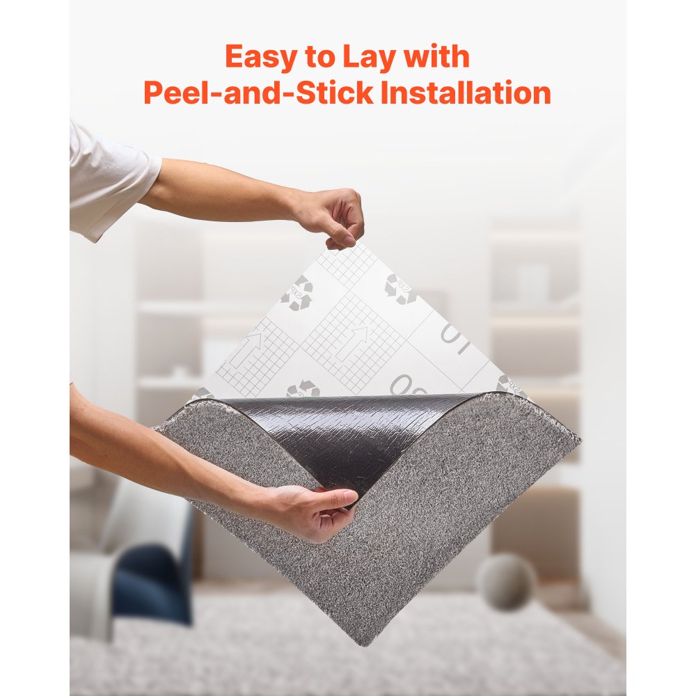 Płytki dywanowe VEVOR 457,2 x 457,2 x 12 mm, opakowanie 10 sztuk, samoprzylepna wykładzina dywanowa 2 m², wykładzina dywanowa, łatwa wymiana DIY w salonie i biurze, ciemnobrązowy