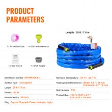 Wąż do wody podgrzewanej VEVOR 25 stóp RV -45 ℉ Podgrzewany środek przeciw zamarzaniu
