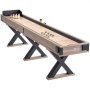 VEVOR Shuffleboard Table, 11.5 Foot Shuffleboard for Family Game Room, 2-in-1 Shuffleboard and Bowling Combo Game Set, with Scratch-Resistant Playing Surface, Legs, 8 Pucks, Bowling Set, Wax and Table Brush
