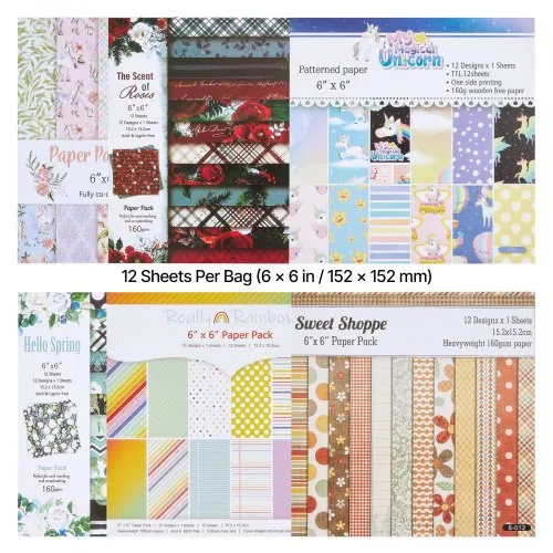 Papier do scrapbookingu VEVOR, 72 arkusze, 152 mm, Zestaw papierów o specjalnych wzorach do wycinarek i wytłaczarek VEVOR, papier dekoracyjny do ozdób, scrapbookingu, tworzenia kartek i prac DIY