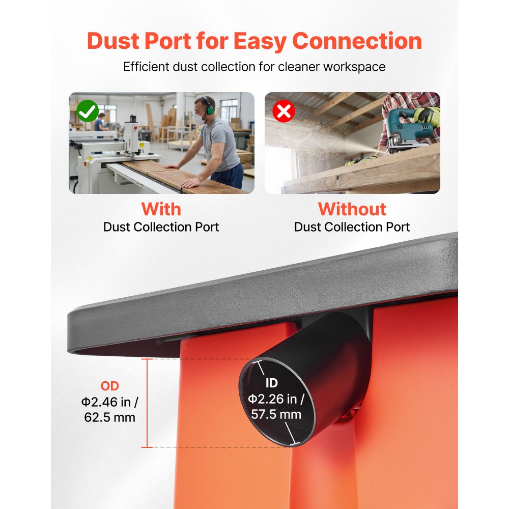 Oscylacyjna szlifierka wrzecionowa VEVOR, 2000 obr./min, 6 tulei (12,7–76,2 mm), skok 16 mm i stół roboczy o szerokości 390 x 415 mm do wykańczania mebli, rzemiosła i obróbki drewna