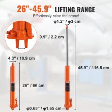 Podnośnik hydrauliczny VEVOR z długim siłownikiem, siłownik podnoszenia silnika 8T z pompą jednotłokową i płaską podstawą, hydrauliczny podnośnik samochodowy do podnośników silnikowych, dźwigów garażowych/sklepowych, gospodarstw rolnych itp.