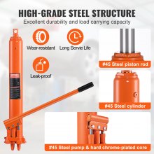Podnośnik hydrauliczny VEVOR z długim siłownikiem, siłownik podnoszenia silnika 8T z podwójną pompą tłokową i podstawą wideł, hydrauliczny podnośnik samochodowy do butelek do podnośników silnikowych, dźwigów garażowych/sklepowych, rolniczych itp.