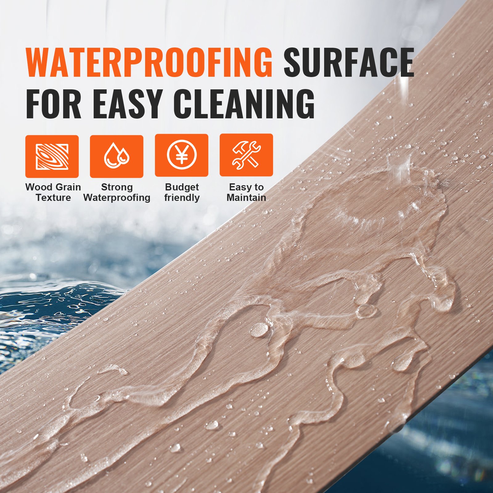 VEVOR Self-Adhesive Vinyl Floor Tiles, 91.4 x 15.2 cm, 36 Pieces, 2.5 mm Thick, Peel and Stick, Natural Wood Grain, DIY Flooring for Kitchen, Dining Room, Bedroom and Bathroom