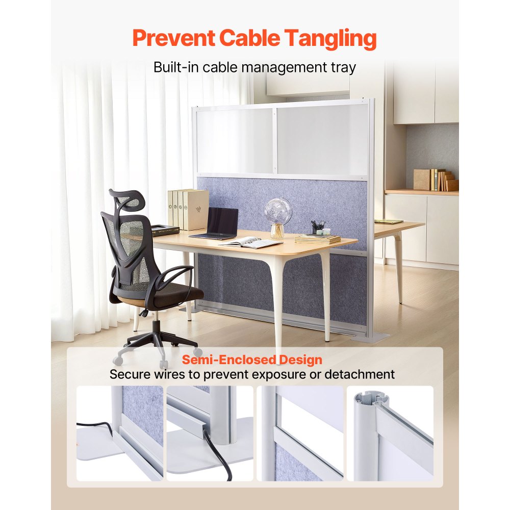 Ściana działowa VEVOR, ekran prywatności, 1 sztuka, 178 x 178 cm, modułowa ścianka działowa, ścianka działowa PET do stanowiska pracy z oknem akrylowym, ekran ścienny, wolnostojący parawan idealny do biblioteki biurowej - miniatúra 3