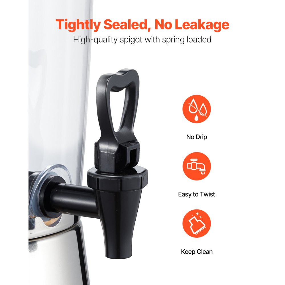 Dystrybutor napojów (1 x 8 l) na imprezy Dystrybutor soków (wykonany ze stali nierdzewnej + plastiku) z kranem chroniącym przed kapaniem Dystrybutor wody do restauracji, imprez, lemoniady, mrożonej herbaty Dystrybutor napojów domowych - miniatúra 5