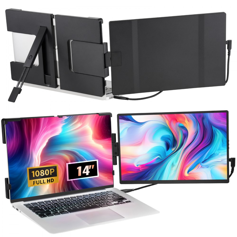 14-calowy przedłużacz ekranu laptopa, przenośny monitor Full HD 1080P do laptopów o przekątnej 13–17 cali, przedłużacz ekranu laptopa z portem USB-C i mini HDMI, kompatybilny z systemami Mac, Windows, Android, Switch i PS4 - fotka 1