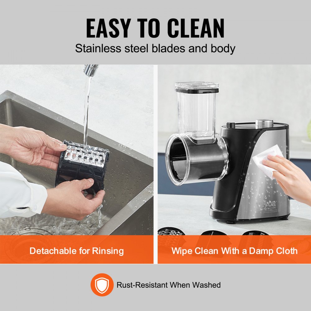 Elektryczna tarka do sera / maszyna do sałatek, wirówka do sałaty 250 W, elektryczna krajalnica do warzyw, siekaczka do owoców z 5 końcówkami, krajalnica do żywności wykonana ze stali nierdzewnej i tworzywa ABS - miniatúra 5
