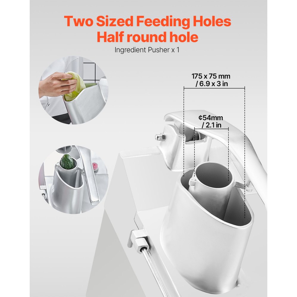 Robot kuchenny, krajalnica do warzyw, 2 otwory wsadowe, krajalnica wykonana ze stali nierdzewnej dopuszczonej do kontaktu z żywnością, z 6 ostrzami, tarką 3/5/7/10 mm, krajalnicą 2/4 mm, do warzyw, 550 W - miniatúra 3