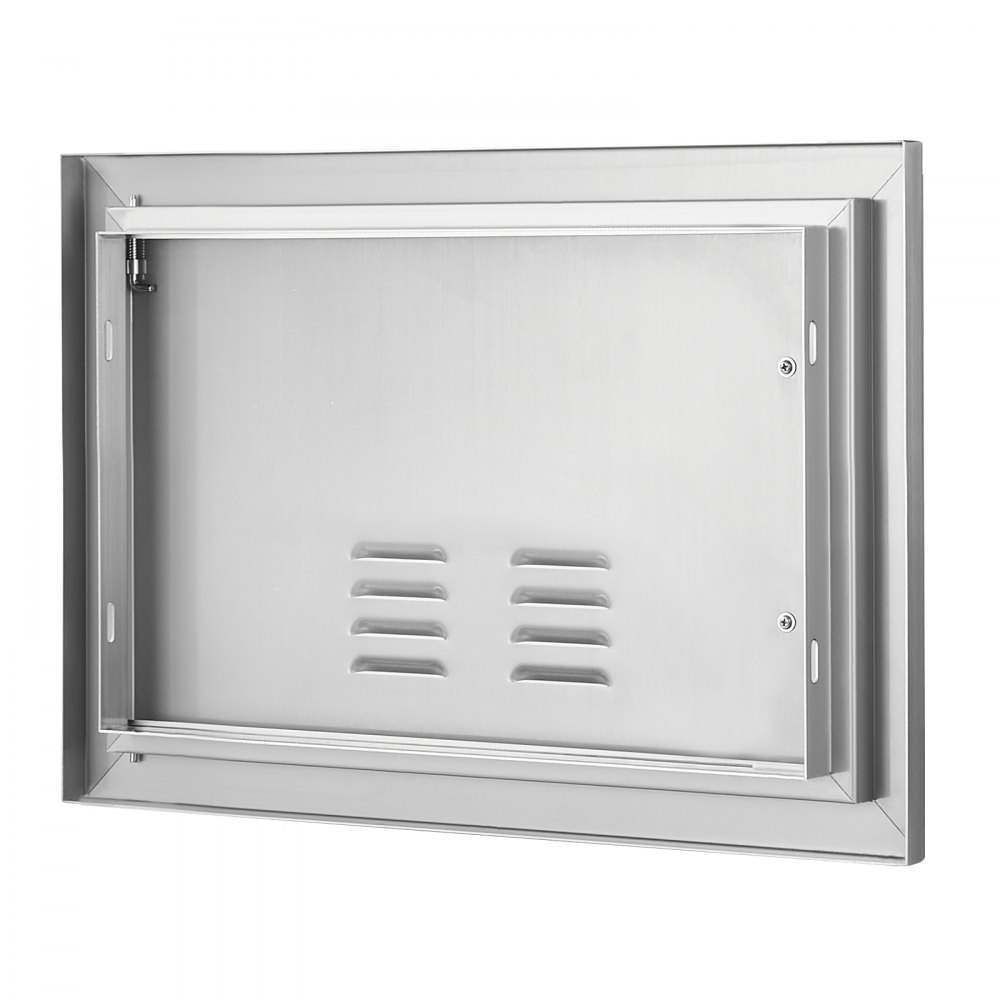 Drzwi dostępowe do grilla VEVOR, 508 x 356 mm, pojedyncze drzwi do kuchni zewnętrznej, drzwi ze stali nierdzewnej montowane na równi z powierzchnią, drzwi ścienne pionowe z uchwytem i otworami wentylacyjnymi, do wyspy grillowej, stanowiska grillowego, szafki zewnętrznej - miniatúra 12