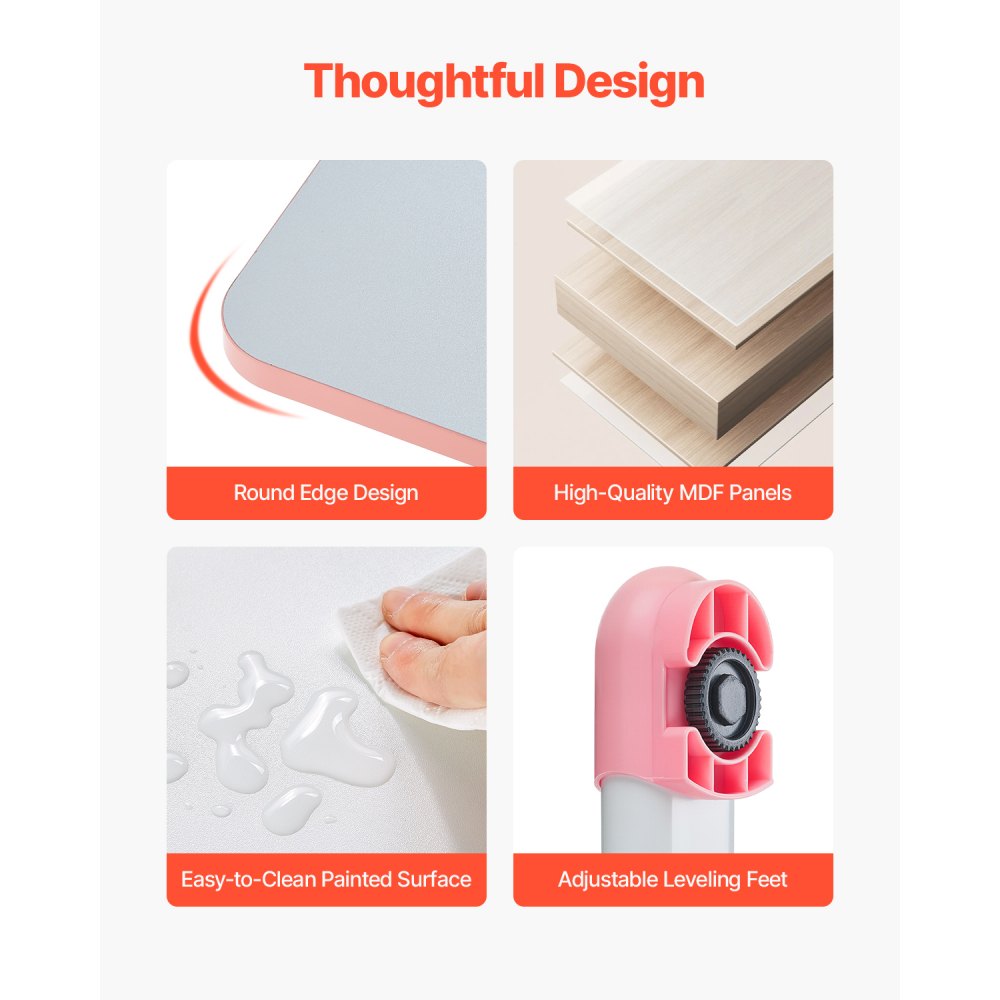 Zestaw biurkowy VEVOR dla dzieci, biurko i krzesło z regulacją wysokości (53-71 cm), nośność (100 kg), z półką na książki i szufladami do sypialni, gabinetu, szkoły, koloru różowego - miniatúra 6