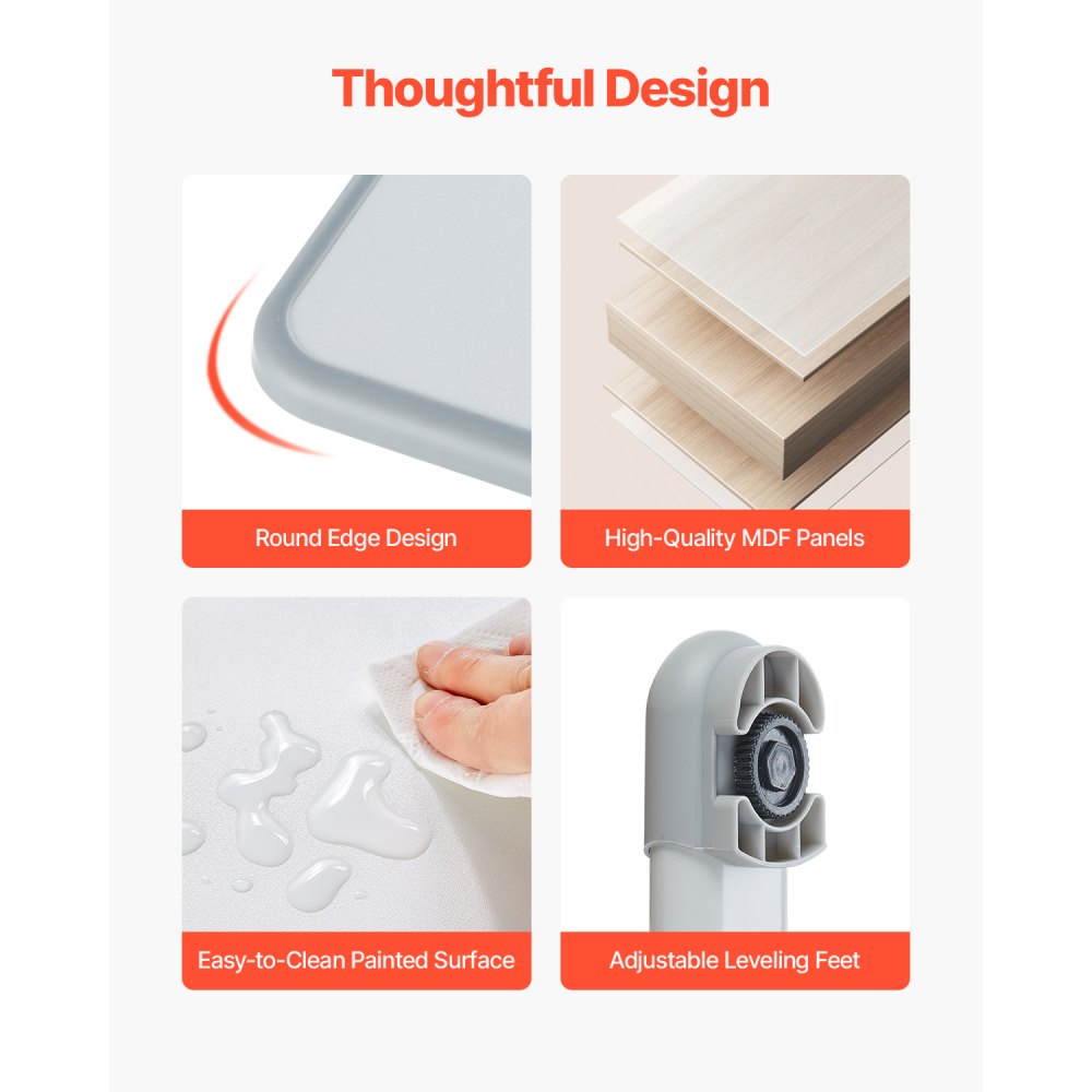 Zestaw biurkowy VEVOR dla dzieci, biurko i krzesło z regulacją wysokości (53-71 cm), nośność (100 kg), z lampką stołową i blatem biurka nachylonym pod kątem 0-40°, do sypialni, szary - miniatúra 6