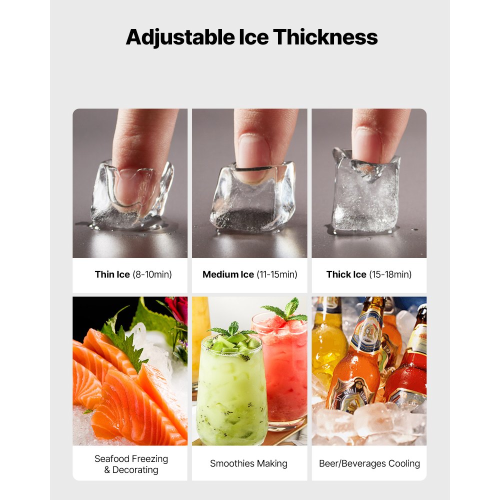 Ice Machine Head, komercyjna maszyna do lodu, maszyna do lodu (tylko głowica), wydajność 227 kg/dzień, głowica ze stali nierdzewnej + głowica do lodu SGCC z inteligentnym panelem sterowania i czyszczeniem jednym przyciskiem - miniatúra 4