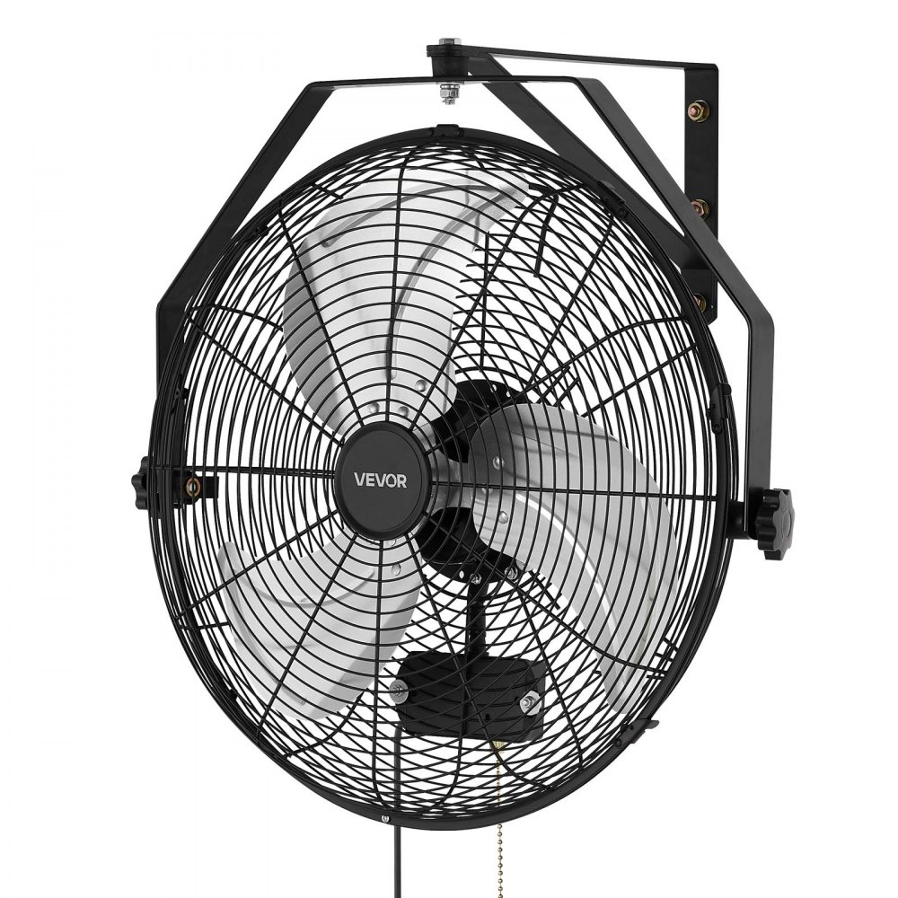80 W Przemysłowy wentylator ścienny 56,5 cm, 6,4 m/s, oscylacyjny wentylator ścienny z 3 prędkościami, wodoodporny IP44, komercyjny wentylator przemysłowy do warsztatu, garażu, magazynu, siłowni, czarny