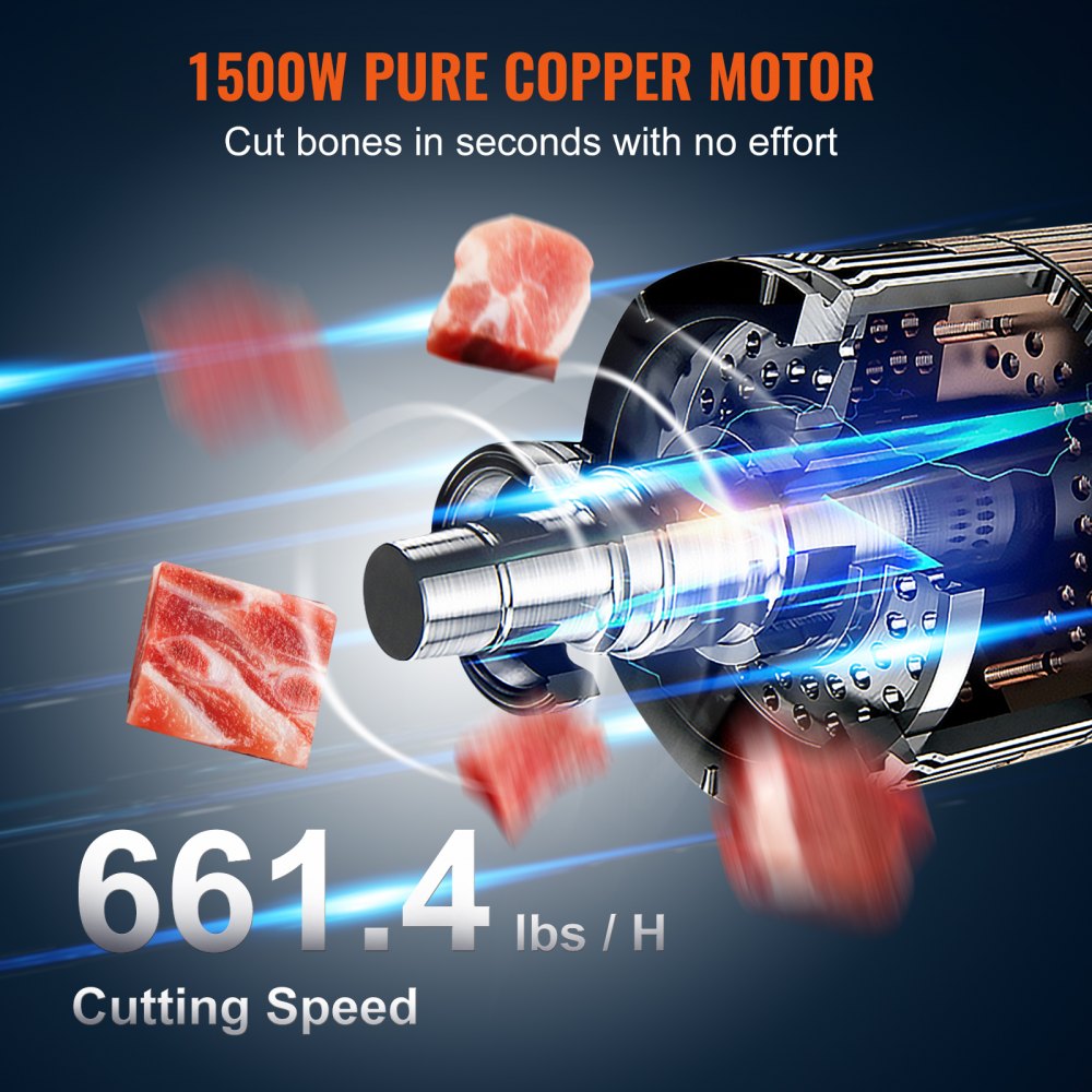 Piła do kości VEVOR, elektryczna maszyna do cięcia kości o mocy 1500 W i wydajności 300 kg/h, maszyna do cięcia kości 490 x 380 mm, grubość cięcia 4-200 mm, piła do mięsa gastro, komercyjna piła do kości ze stojakiem - miniatúra 3