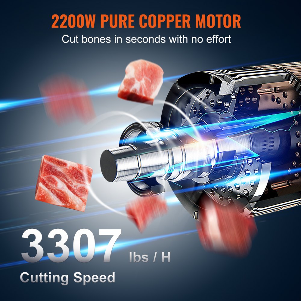 Komercyjna maszyna do cięcia mięsa i kości 2200 W, 1500 kg/h Maszyna do cięcia kości Mrożone mięso i kości, regulowana grubość piły do ​​kości 4-220 mm Stół roboczy 620 x 520 mm - miniatúra 3