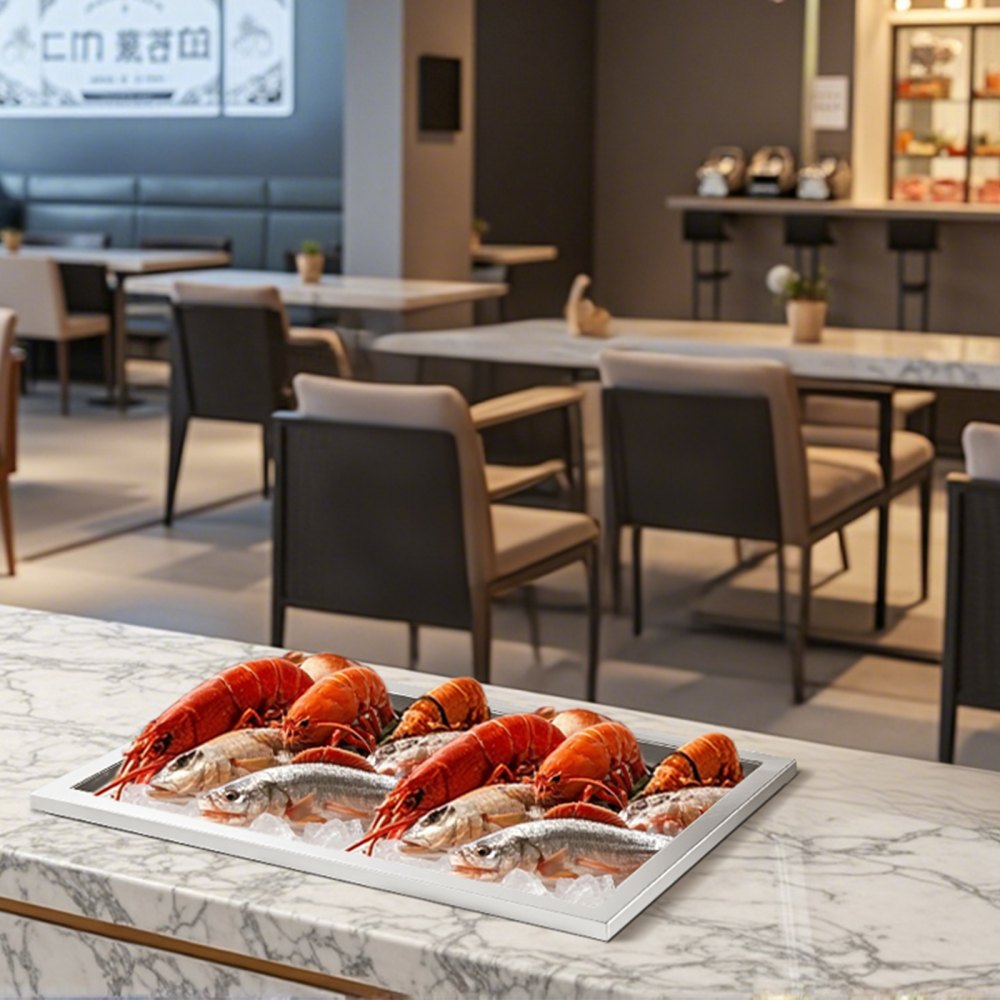 Wbudowana lodówka turystyczna (508 x 355 x 342 mm) ze stali nierdzewnej, 30 l, komercyjna wpuszczana lodówka turystyczna z pokrywką do użytku na zewnątrz, w zestawie rura spustowa, do zimnego wina i piwa - miniatúra 8