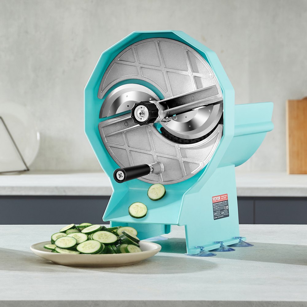 Ręczna krajalnica do warzyw i owoców, grubość 0-12 mm, regulowana krajalnica komercyjna, dwa otwory podające, krajalnica do żywności z ostrzem ze stali nierdzewnej do ogórków, cytryn, pomidorów - miniatúra 8