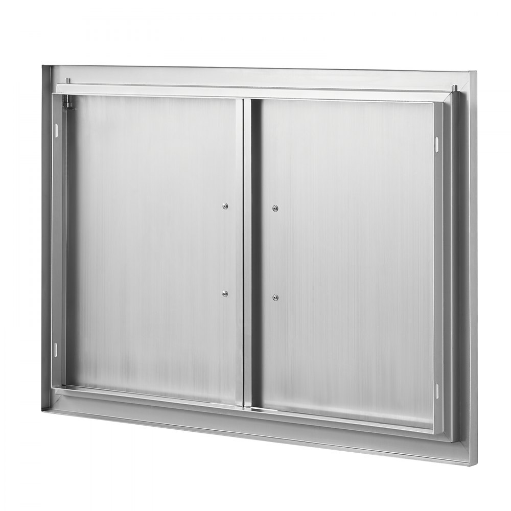Drzwi dostępowe do grilla VEVOR, 774 x 533 mm, podwójne drzwi do kuchni zewnętrznej, drzwi ze stali nierdzewnej montowane na równi z powierzchnią, drzwi ścienne pionowe z uchwytami, do wyspy grillowej, stanowiska grillowego, szafki zewnętrznej - miniatúra 12