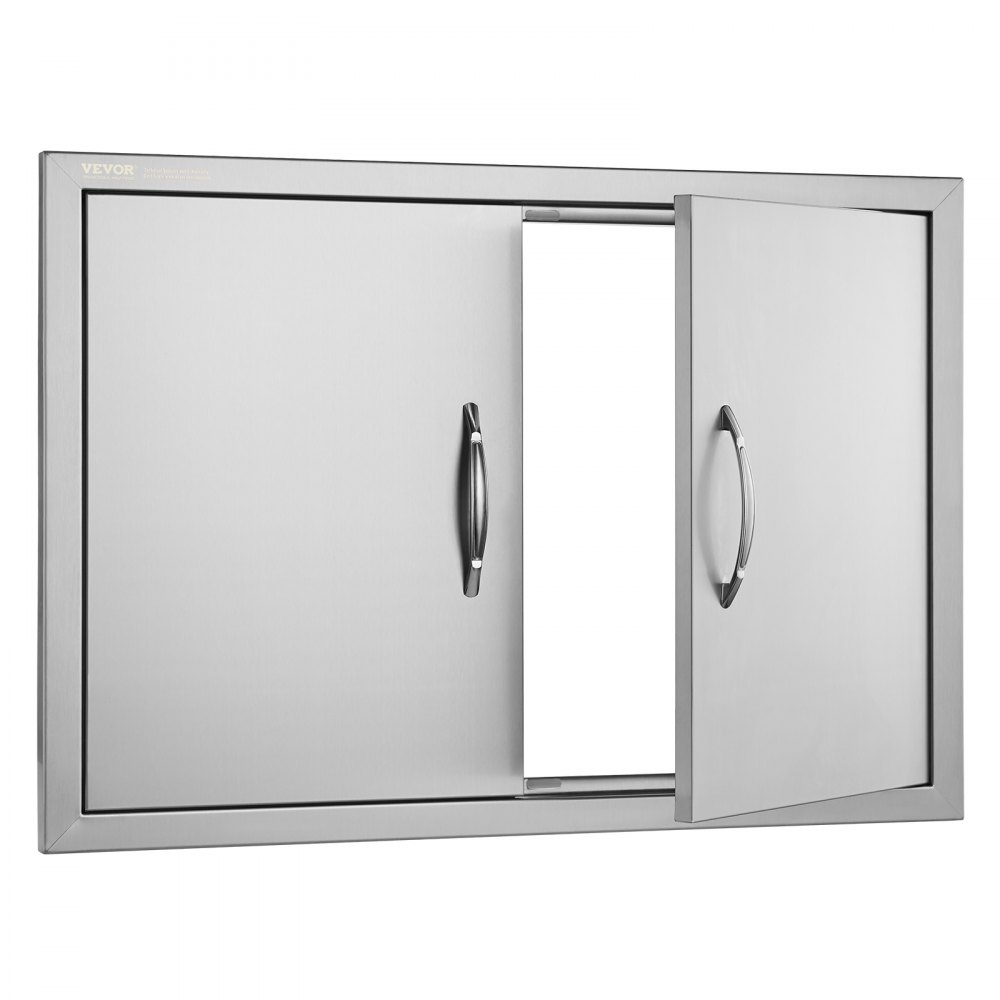 Drzwi dostępowe do grilla VEVOR, 774 x 533 mm, podwójne drzwi do kuchni zewnętrznej, drzwi ze stali nierdzewnej montowane na równi z powierzchnią, drzwi ścienne pionowe z uchwytami, do wyspy grillowej, stanowiska grillowego, szafki zewnętrznej - miniatúra 9
