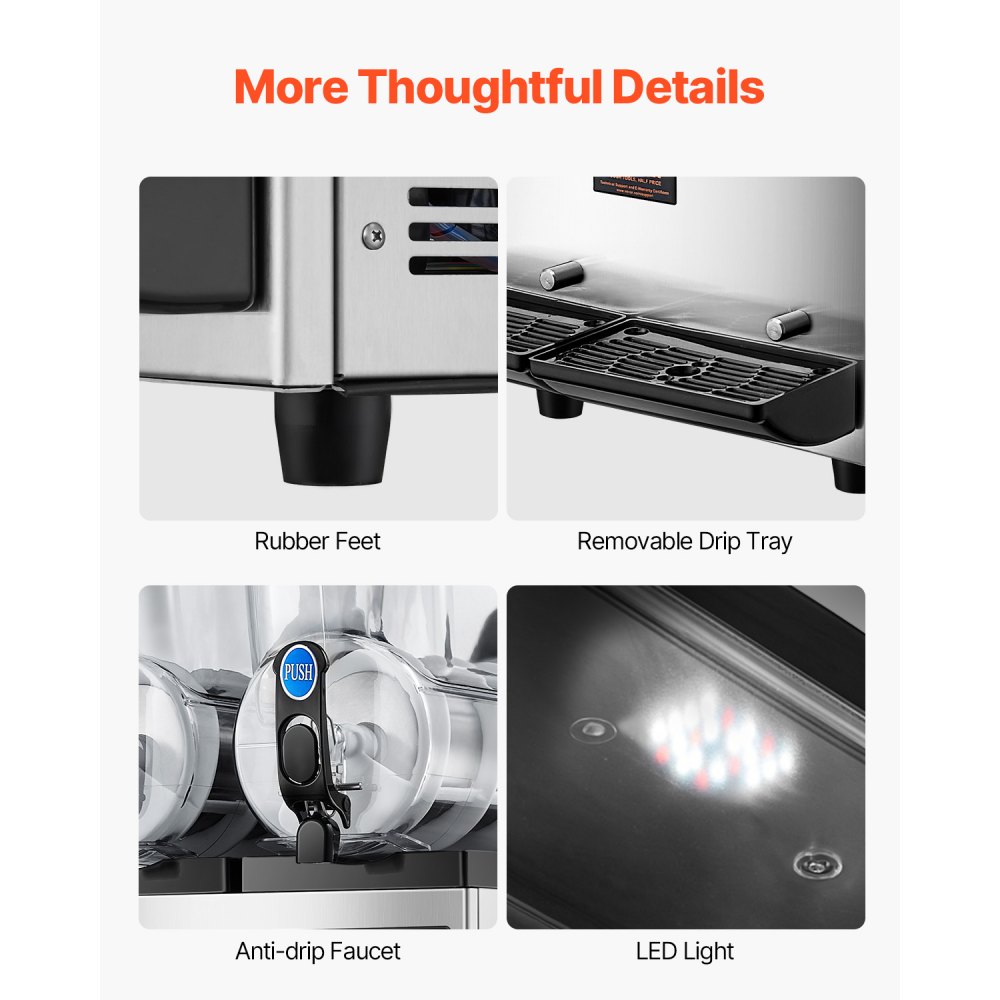 Maszyna do Mrożonych Napojów Pośniegowych 3 x 15 L Komercyjna Maszyna do Margarity 800 W Ekspres do Margarity 84 kg Materiał Wysokiej Jakości aby Usprawnić i Zwiększyć Obsługę Mrożonych Napojów - miniatúra 6