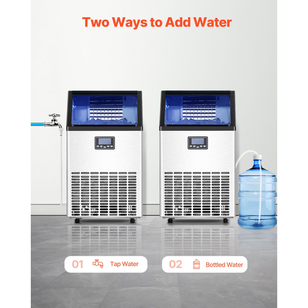 Komercyjna kostkarka do lodu, 150 funtów/24 godz., 45 kostek lodu w 15 minut, wolnostojąca kostkarka do lodu o dużej pojemności 33 funtów do baru, biura, restauracji, z cyfrowym wyświetlaczem LED i funkcją samoczyszczenia - miniatúra 5