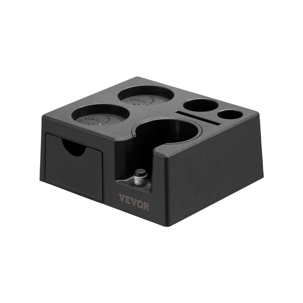 Stacja do ubijania espresso VEVOR wykonana z ABS, wielofunkcyjna stacja do ubijania espresso 7 w 1 z wyjmowanym otworem, pojemnik na ubijanie espresso z antypoślizgową podstawą, pasuje do uchwytów o średnicy 51-58 mm, kolor czarny - fotka 1