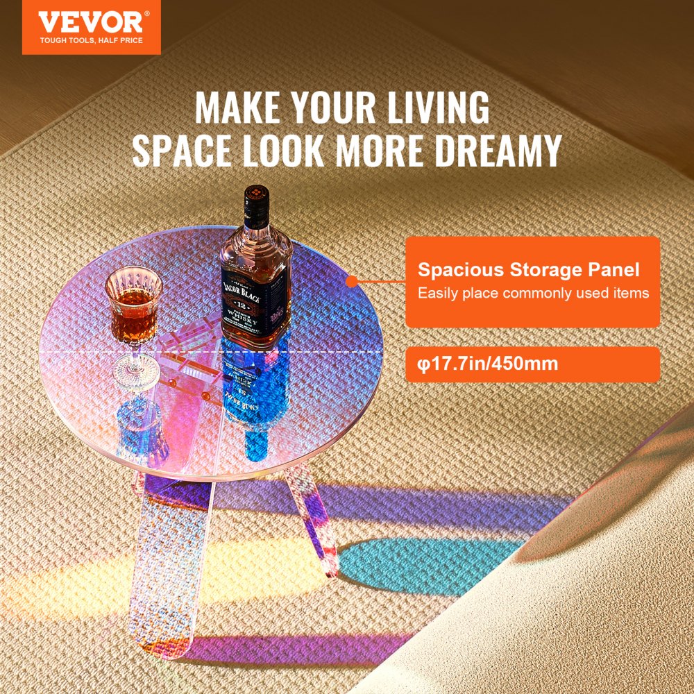 Akrylowy stolik boczny φ45 x 48 cm, Kolorowy akrylowy stolik boczny do baru, Łatwy do czyszczenia, Akrylowy stolik kawowy na kawę, napoje, jedzenie, przekąski, Stolik kawowy do salonu, sypialni itp. - miniatúra 3