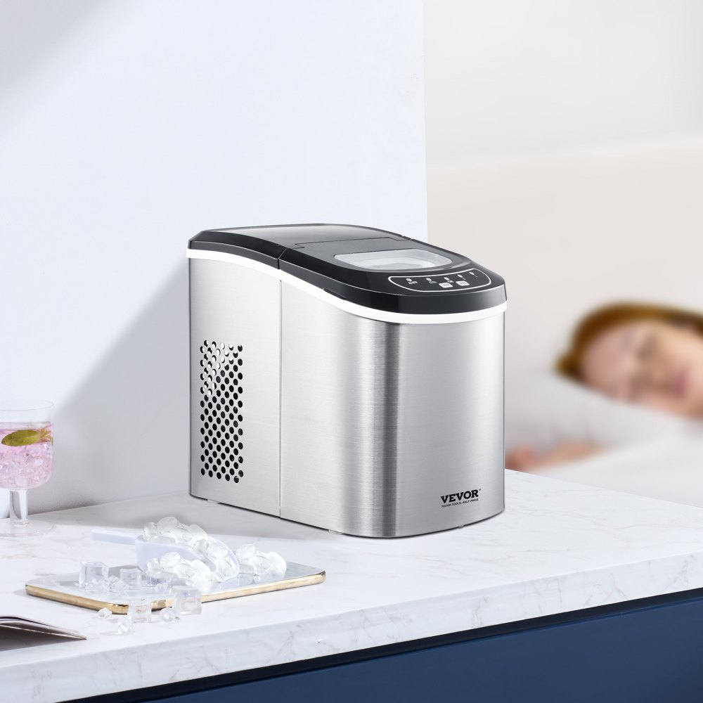 Ice Cube Maker Stacjonarna przenośna kostkarka do lodu (15 kg/dzień), 9 kostek gotowych w 6 minut, samoczyszcząca kostkarka do lodu z łyżką i koszykiem, do kuchni domowej, biura, baru, imprezy - miniatúra 8