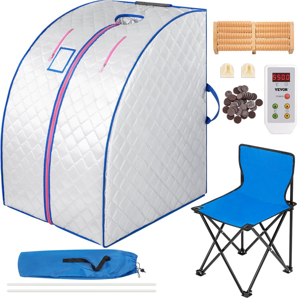 VEVOR Sauna Portable Heater, Infrared Sauna Box, 680W Home Sauna, Portable Home SPA with 60min Timer, Adjustable Temperature, Remote Control, Foldable Chair, Heating Foot Pad, Personal SPA