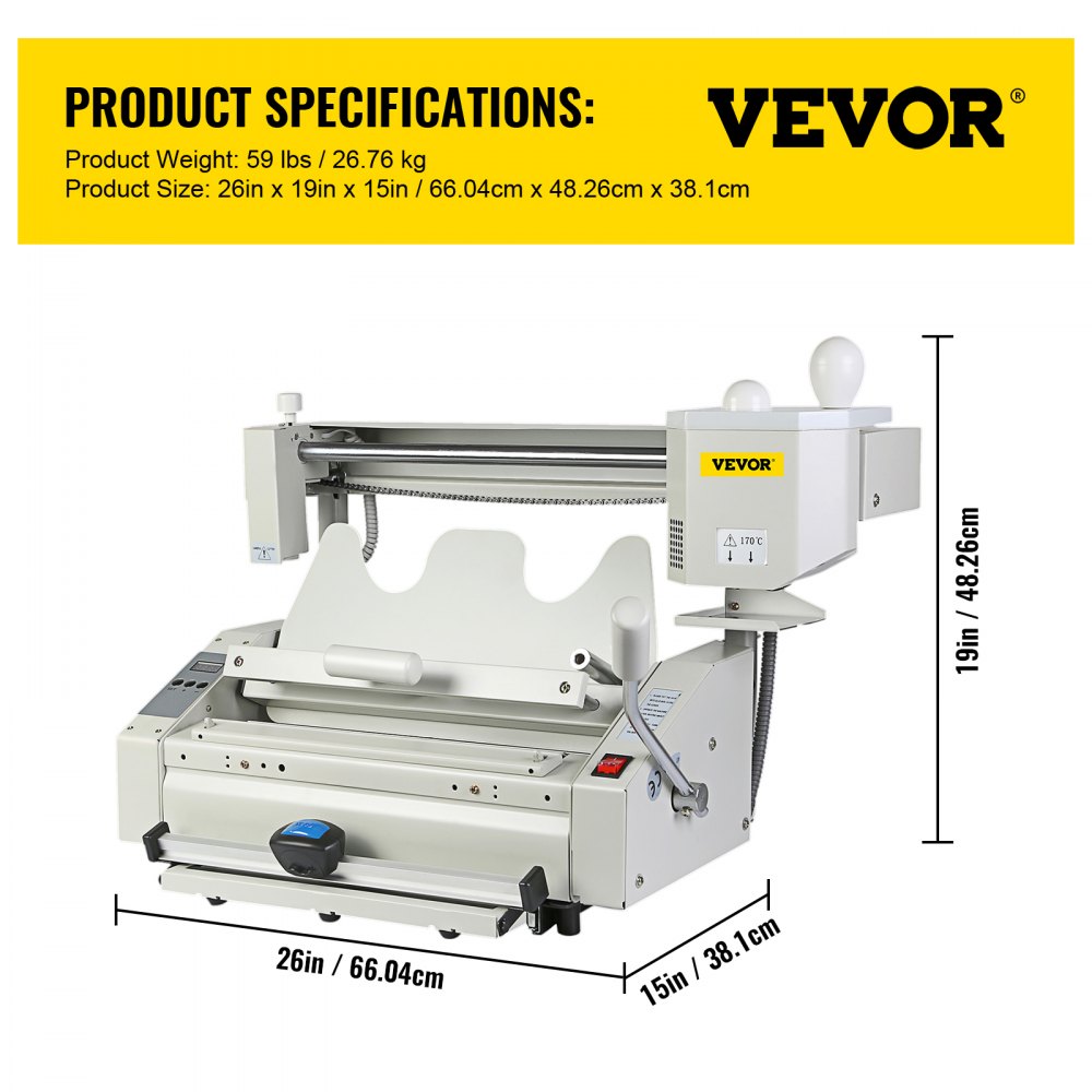 VEVOR Wireless Glue Book Binding Machine A4 Manual Hot Glue Book Binder 110V with Milling Spine Rougher Binding Machine for Paper Books Albums Notebook