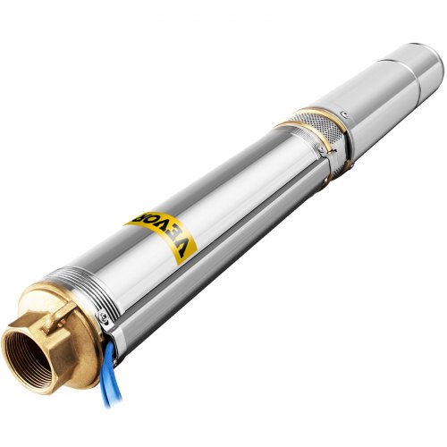 VEVOR Stainless Steel Submersible Well Pump 220V 4SDM Submersible Pump for Wells 0.75kW Depth Pump Up to 69m Flow Rate 6500L / H Submersible Pump with 20m Cable