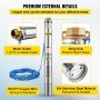 VEVOR Stainless Steel Submersible Well Pump 220V 4SDM Submersible Pump for Wells 0.75kW Depth Pump Up to 69m Flow Rate 6500L / H Submersible Pump with 20m Cable