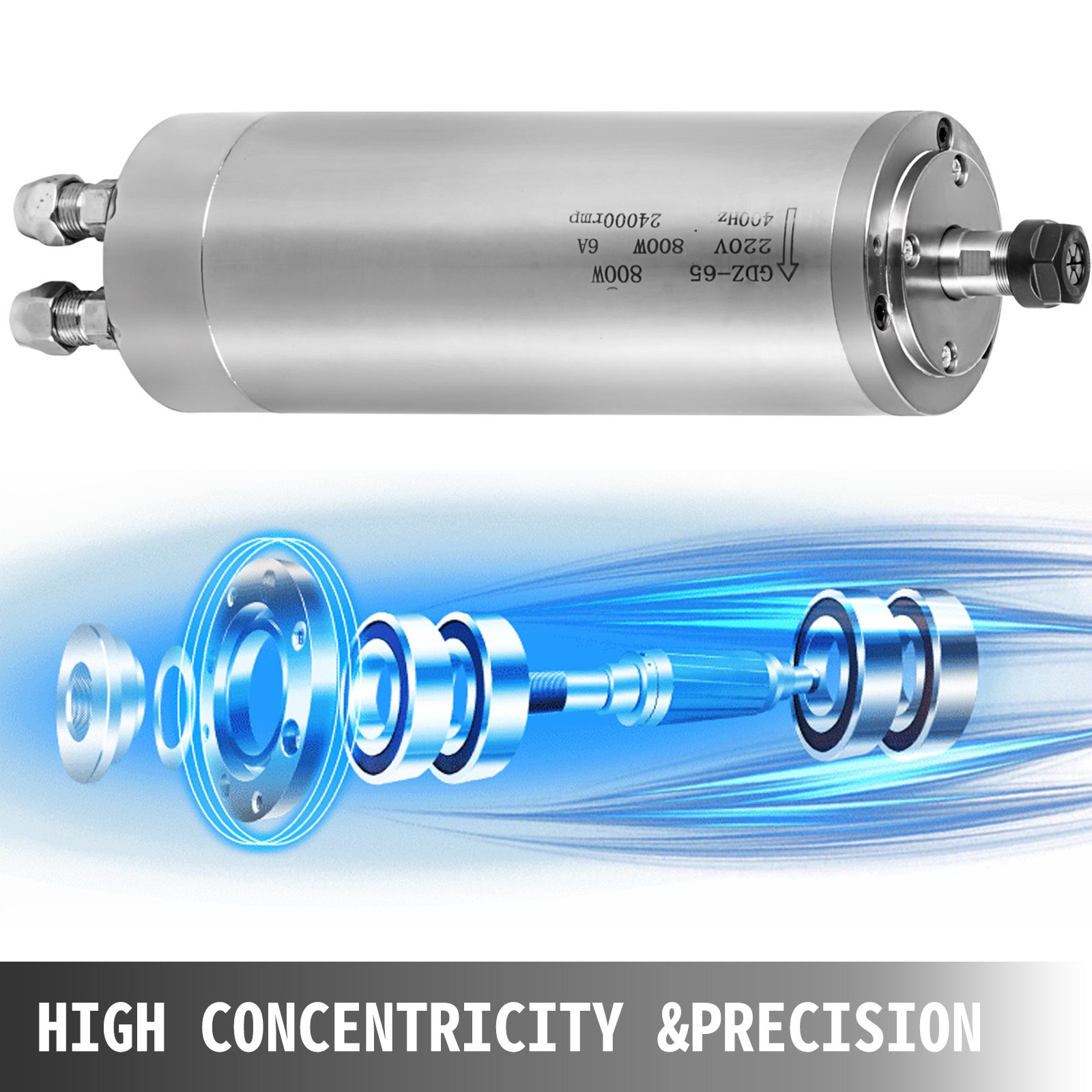 High Speed 0.8KW Water Cooled Spindle Motor Engraving Milling & Grinding