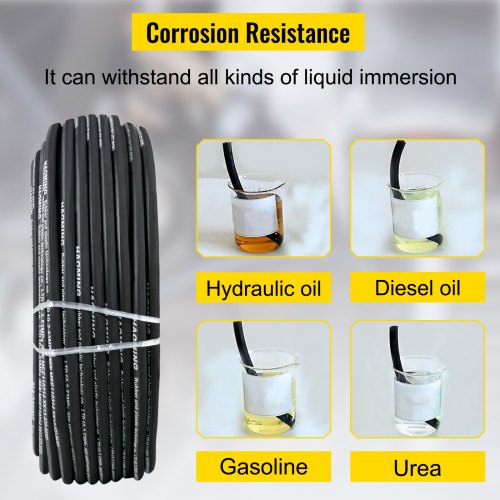 VEVOR Hydraulic Hose 328 Feet Rubber Hydraulic Hoses with 2 High-Tensile Steel Wire Braid, Inner Diameter 3/8 Inch, 5000 PSI Max, Bulk Hydraulic Hose -40 °F to 250 °F, Hydraulic Oil Flexible Hose