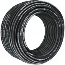 Manguera hidráulica VEVOR de 328 pies, mangueras hidráulicas de goma con 2 trenzas de alambre de acero de alta resistencia, diámetro interior de 3/8 pulgadas, 5000 PSI máx., manguera hidráulica a granel de -40 °F a 250 °F, manguera flexible de aceite hidráulico