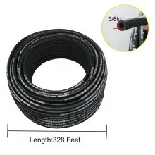 Manguera hidráulica VEVOR de 328 pies, mangueras hidráulicas de goma con 2 trenzas de alambre de acero de alta resistencia, diámetro interior de 3/8 pulgadas, 5000 PSI máx., manguera hidráulica a granel de -40 °F a 250 °F, manguera flexible de aceite hidráulico