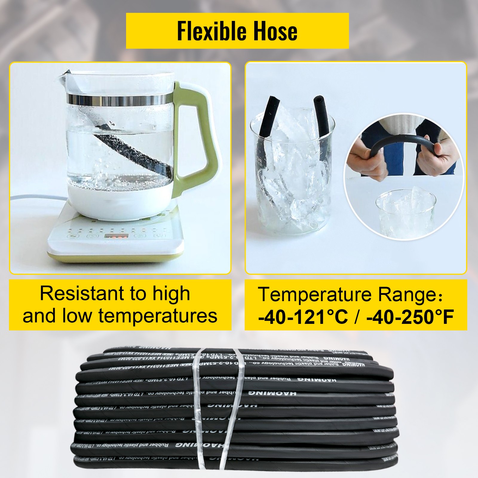 VEVOR Hydraulic Hoses with 2 High-Tensile Steel Wire Braid, Inner Diameter 3/8 Inch,Hydraulic Hose 328 Feet Rubber, 5000 PSI Max, Bulk Hydraulic Hose -40 °F to 250 °F, Hydraulic Oil Flexible Hose